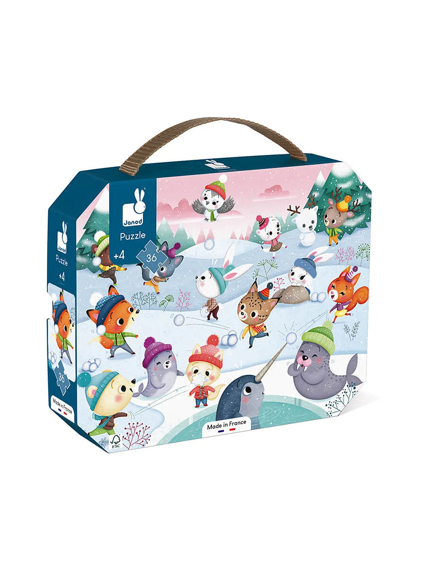 JANOD | Puzzle - Schneeparty im Koffer 35 Teile | 